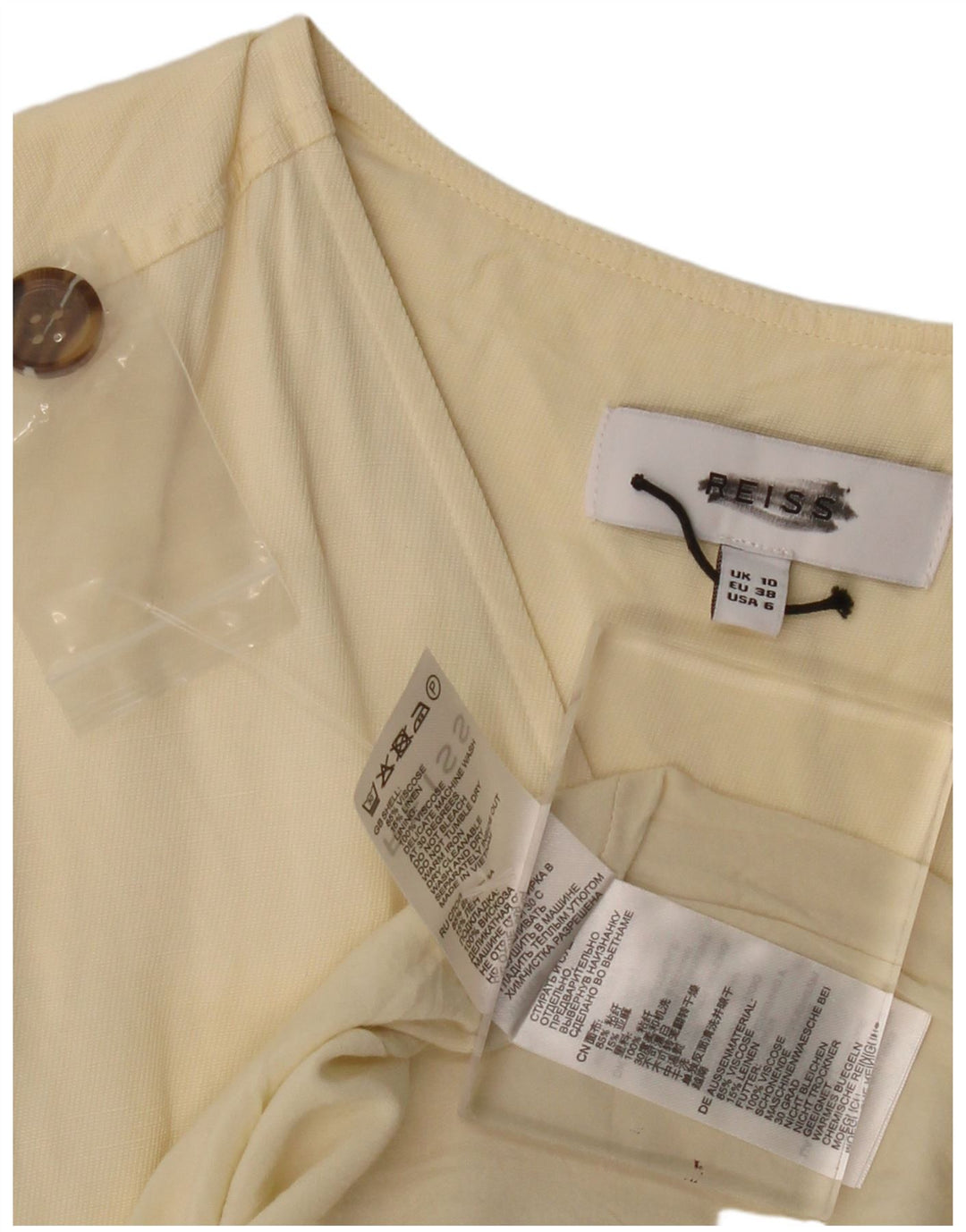 REISS Damen Etuikleid UK 10 Small Beige Viskose