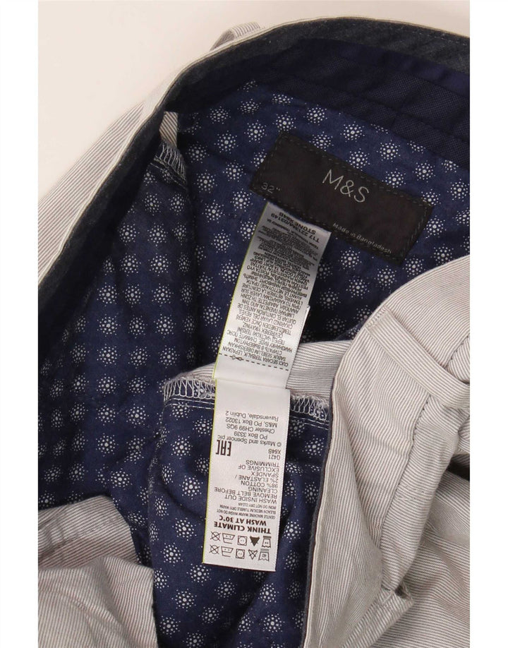 Marks & Spencer Herren-Chinoshorts W32 Mittelgraue Nadelstreifen-Baumwolle