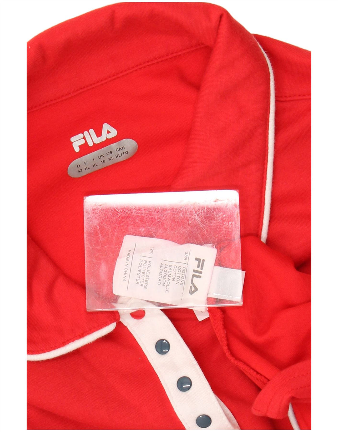 FILA Damen Poloshirt UK 16 Große rote Baumwolle
