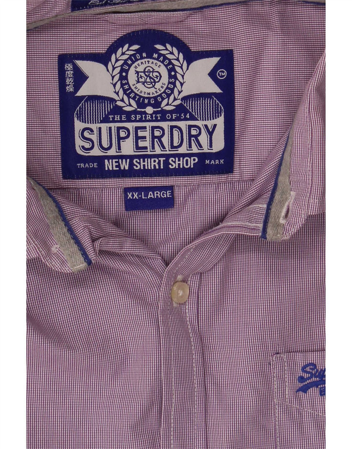Superdry Herrenhemd 2XL Lila kariert Baumwolle