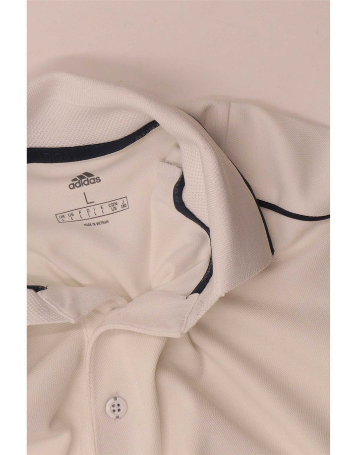 Adidas Herren-Poloshirt, groß, aus weißem Polyester