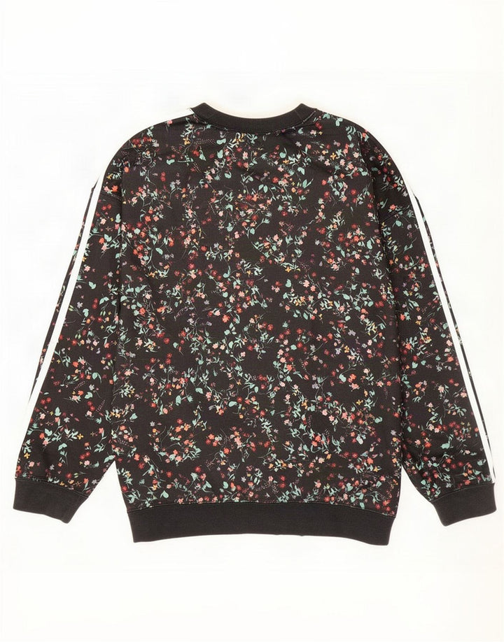 Adidas Damen-Sweatshirtpullover UK 12 Medium Black Floral Polyester