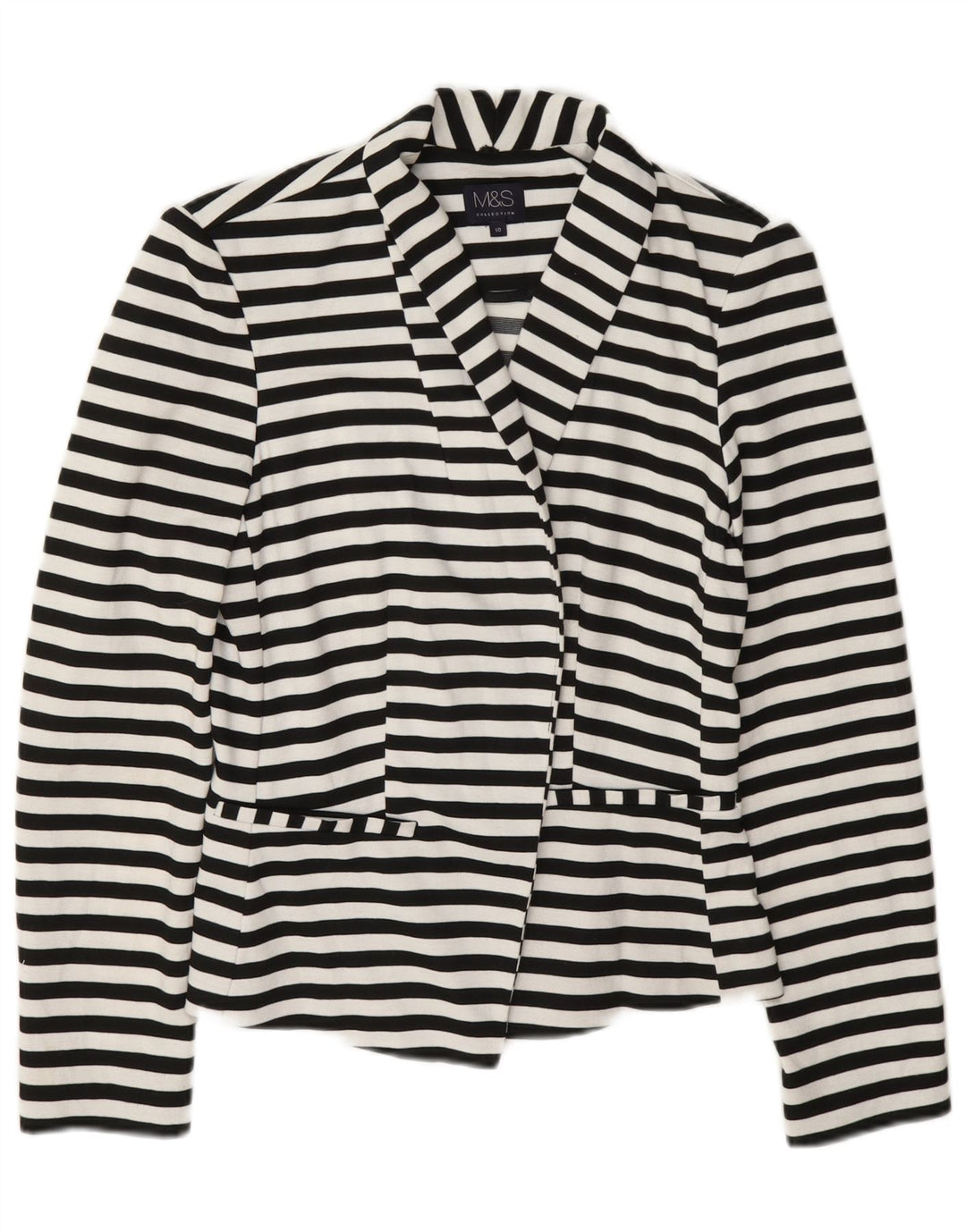 Marks & Spencer Damen Blazer Jacke UK 10 Small Marineblau gestreift nautisch