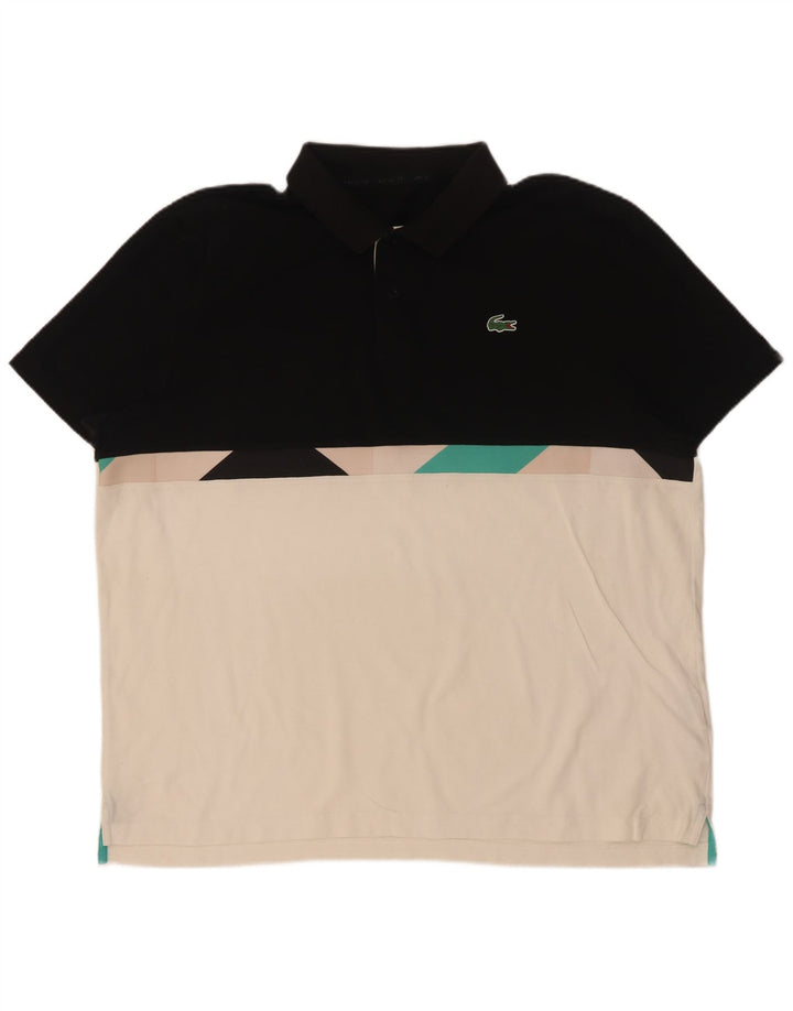 Lacoste Herren-Poloshirt XL, schwarze Colourblock-Baumwolle