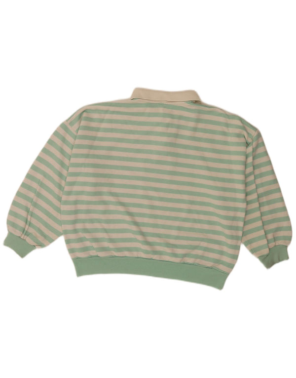Vintage Damen Sweatshirt Pullover UK 14 Groß grün gestreift Retro
