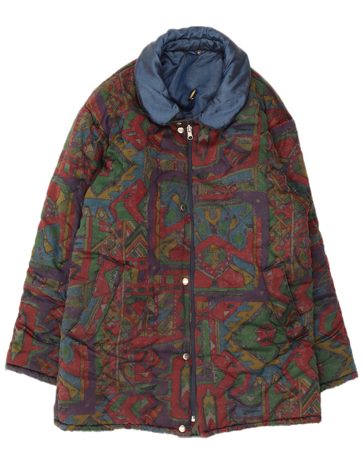 Vintage Herren Wendejacke, gepolstert, Größe 40, groß, mehrfarbig, geometrisch