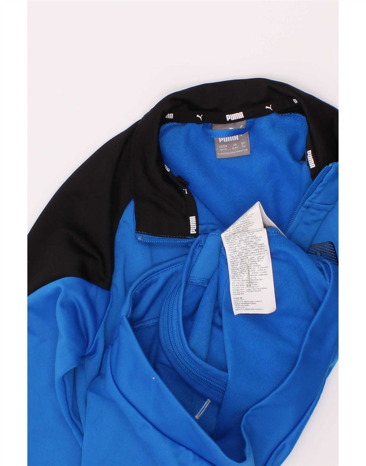 Puma Jungen Grafik-Trainingsanzug-Top-Jacke, 5–6 Jahre, blaues Farbblock-Polyester