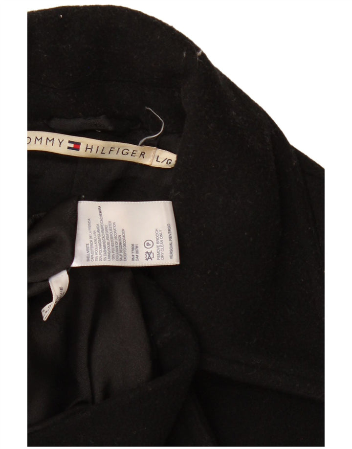 Tommy Hilfiger Damen Pea Coat UK 16 Große schwarze Wolle