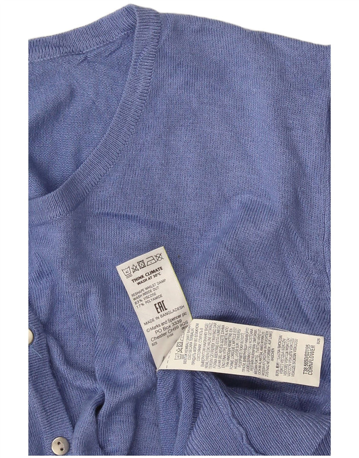 Marks & Spencer Damen Strickjacke Pullover UK 20 2XL Blaue Viskose