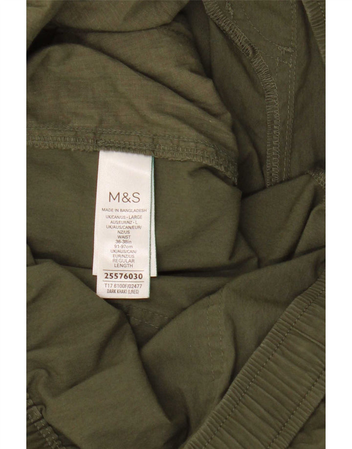 Marks & Spencer Herren-Cargohose, gerade, Größe L, W36, L28, Khaki, Baumwolle