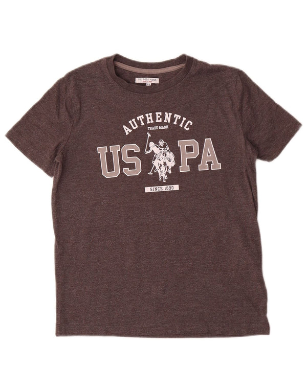 U.S. Polo Assn. Graues T-Shirt-Oberteil für Jungen, 8–9 Jahre, aus grauer Baumwolle