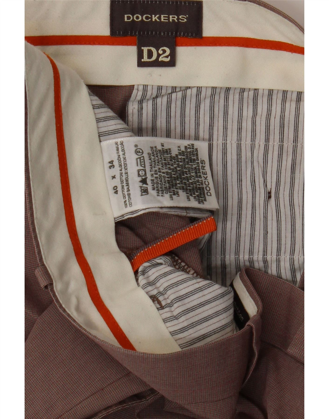 DOCKERS Gerade Herren-Anzughose, W40, L30, braune Hahnentritt-Baumwolle
