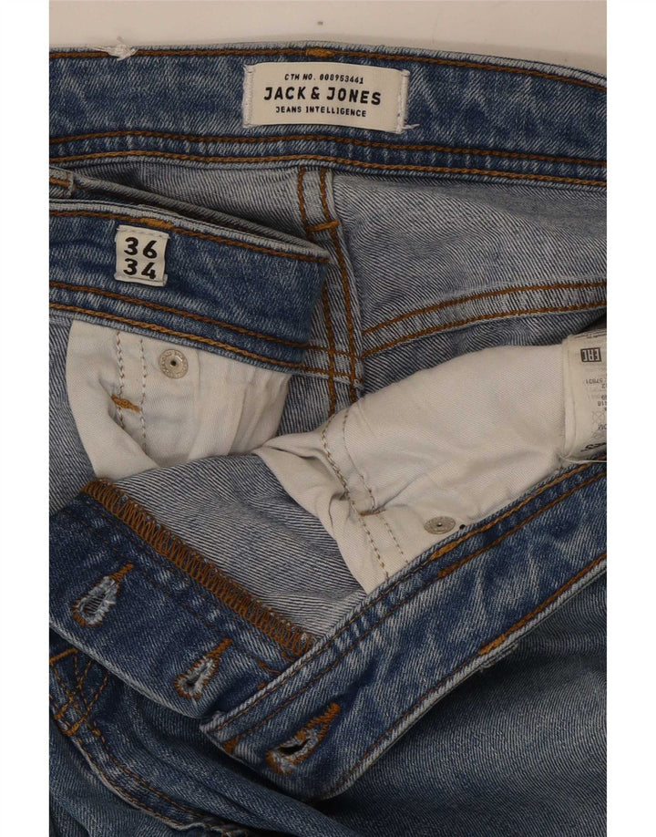Jack & Jones Herren Tim Distressed Slim Jeans W36 L34 Blaue Baumwolle