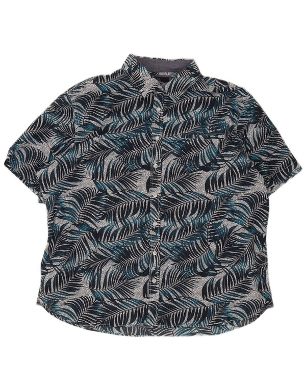 Kanada Herren Kurzarmhemd UK 45/46 2XL Marineblau geblümt Baumwolle