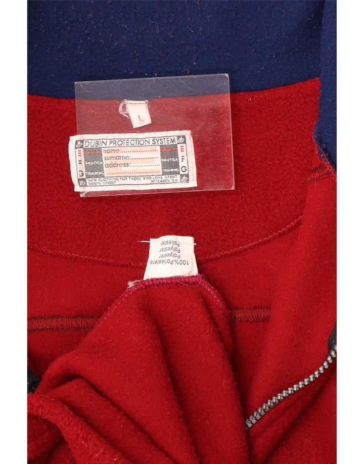 DUBIN Herren-Fleecepullover mit lockerer Passform und grafischem Reißverschluss am Hals, großes rotes Polyester