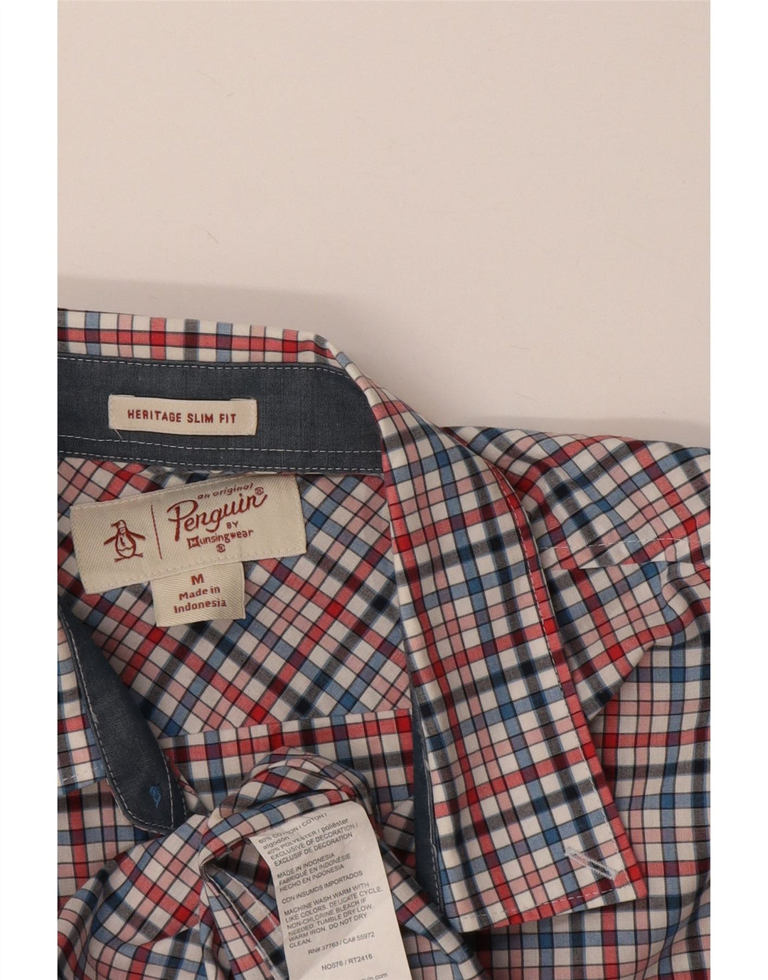 Penguin Herren Heritage Slim-Fit-Hemd, mittelgroß, mehrfarbig, kariert, Baumwolle