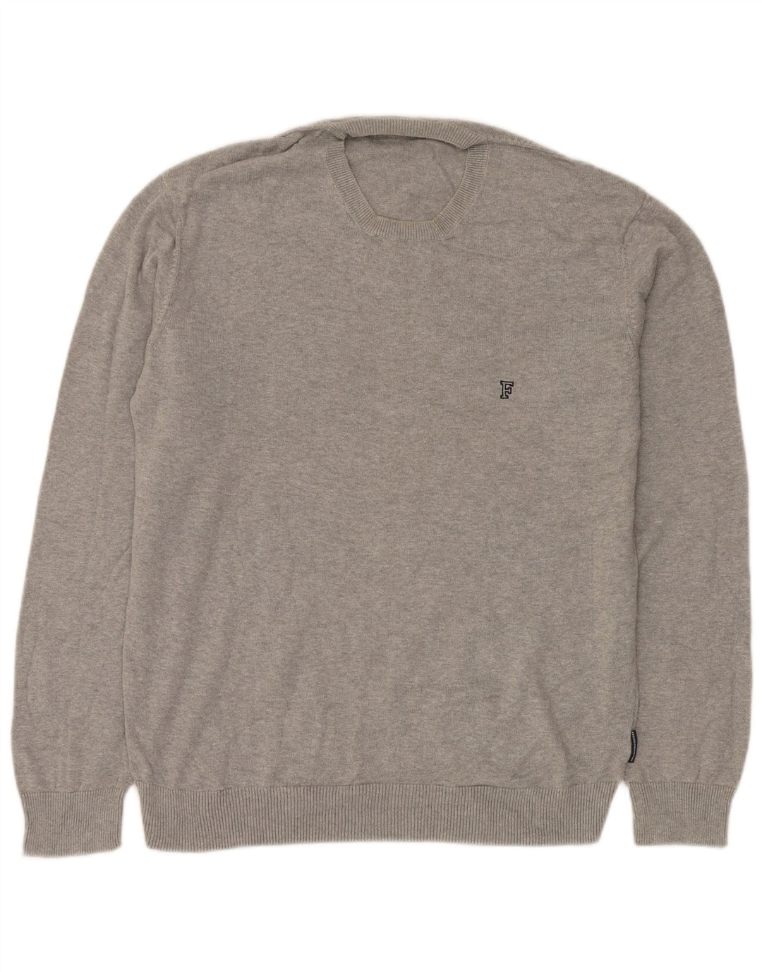 FRENCH CONNECTION Herren-Pullover mit Rundhalsausschnitt, mittelgraue Baumwolle