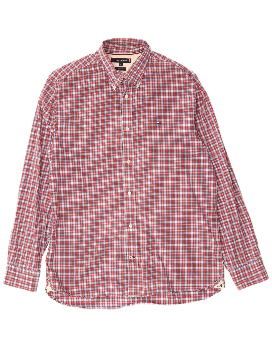 Tommy Hilfiger Herren-Hemd mit normaler Passform, groß, rot kariert, Baumwolle