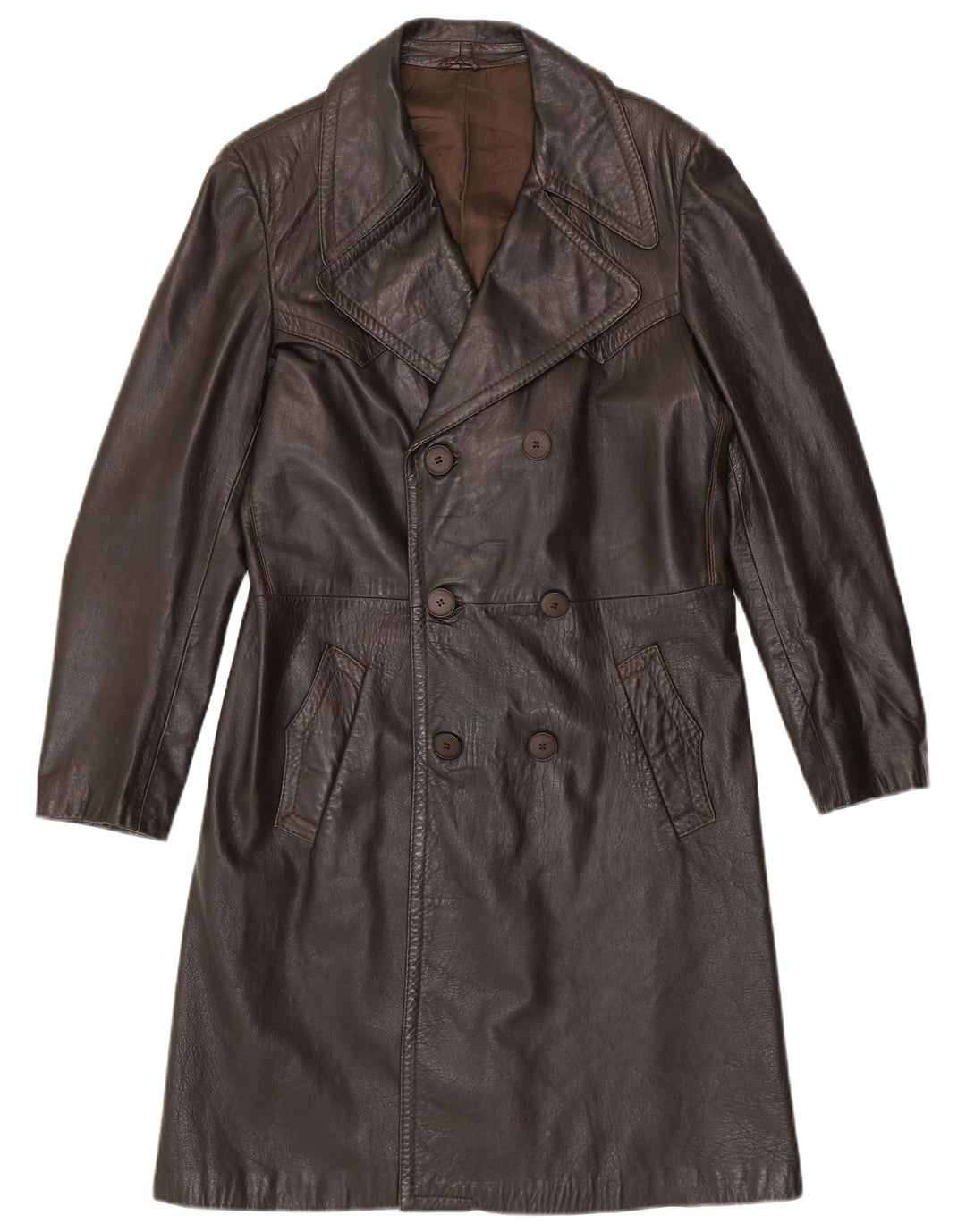 VINTAGE Herren Ledermantel IT 50 Großes braunes Leder