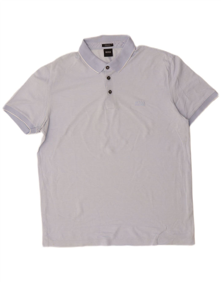Hugo Boss Herren-Poloshirt mit normaler Passform, große blaue Baumwolle