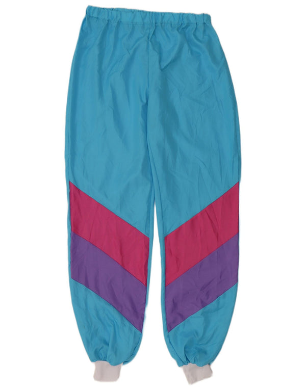VINTAGE Damen Trainingshose Jogger UK 10 Small Blue Colourblock