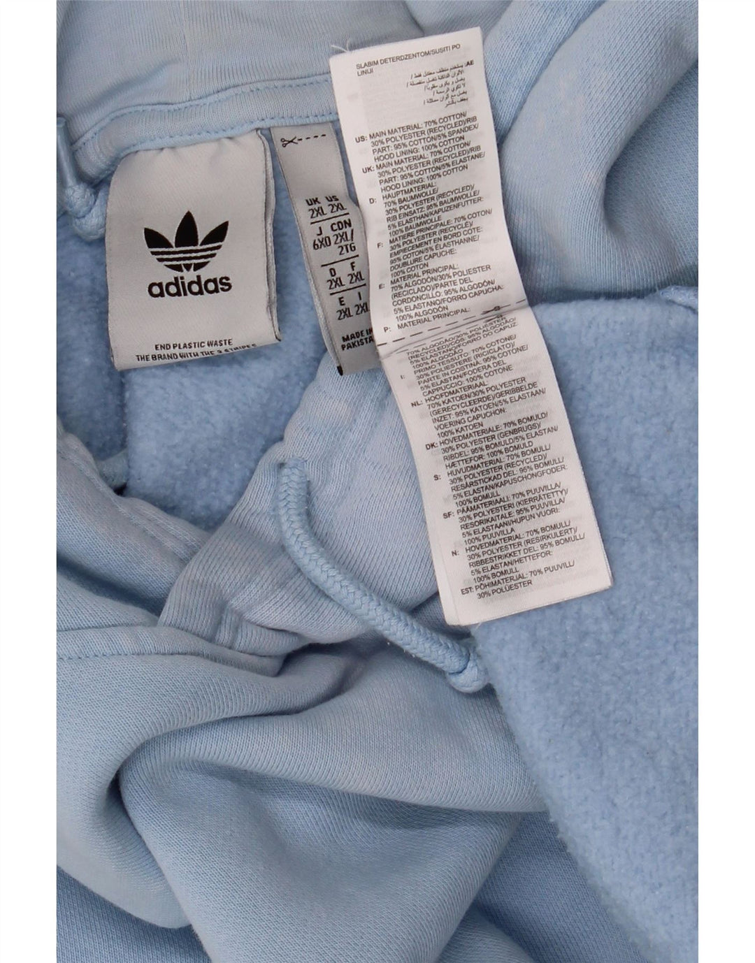 Adidas Herren Kapuzenpullover 2XL Blau Baumwolle