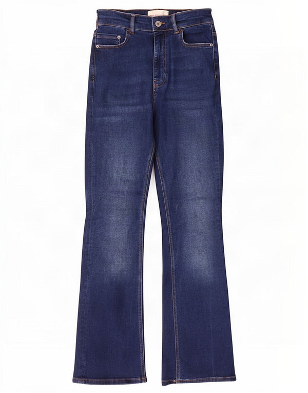 Marks & Spencer Damen-Jeans mit hoher Taille, ausgestellt, UK 8, Größe S, W24, L29, Blau