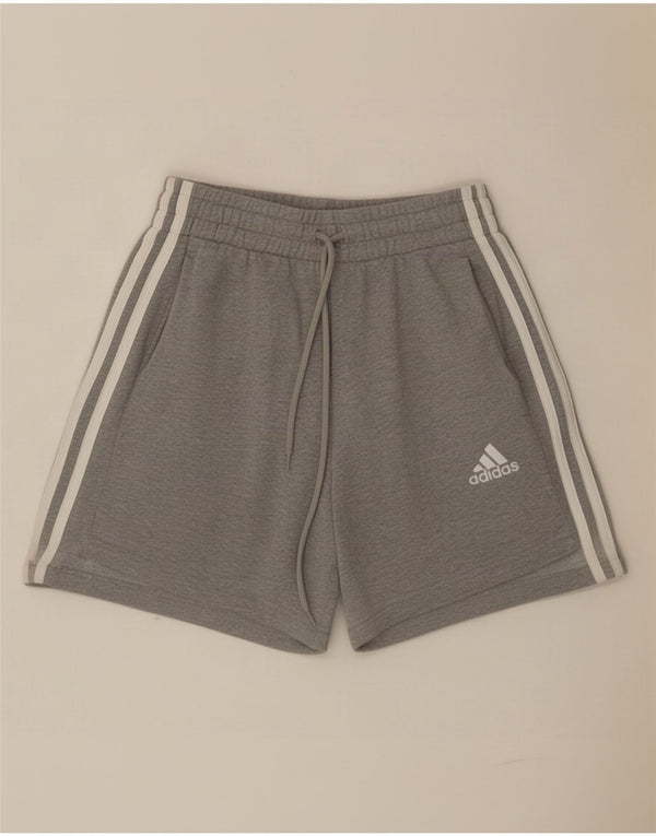 Adidas Damen Sportshorts UK 4 XS Grau gefleckte Baumwolle