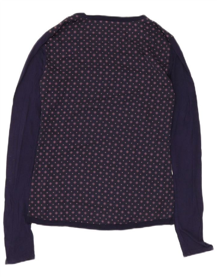 Tommy Hilfiger Damen Top Langarm UK 12 Mittel Marineblau Geometrisch