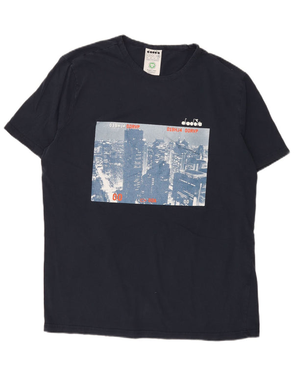 Diadora Herren-T-Shirt mit Grafik, XL, Marineblau, Baumwolle