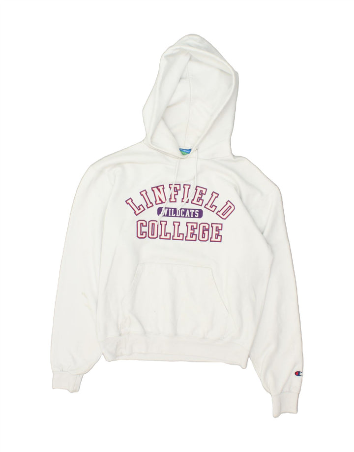 CHAMPION Womens Lingfiefd College Graphic Hoodie Jumper UK 10 Small White | Vintage Champion | Thrift | Second-Hand Champion | Used Clothing | Messina Hembry 
