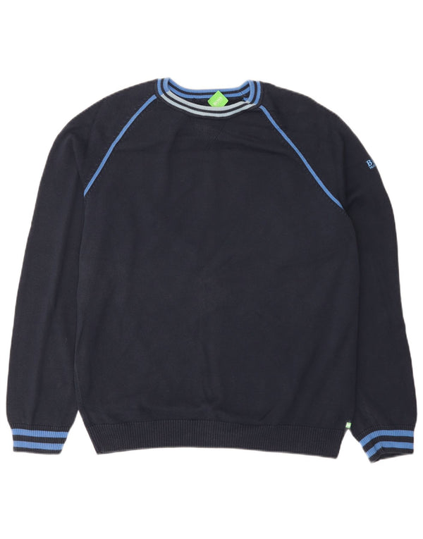 Hugo Boss Mens Crew Neck Jumper Sweater XL Navy Blue Cotton