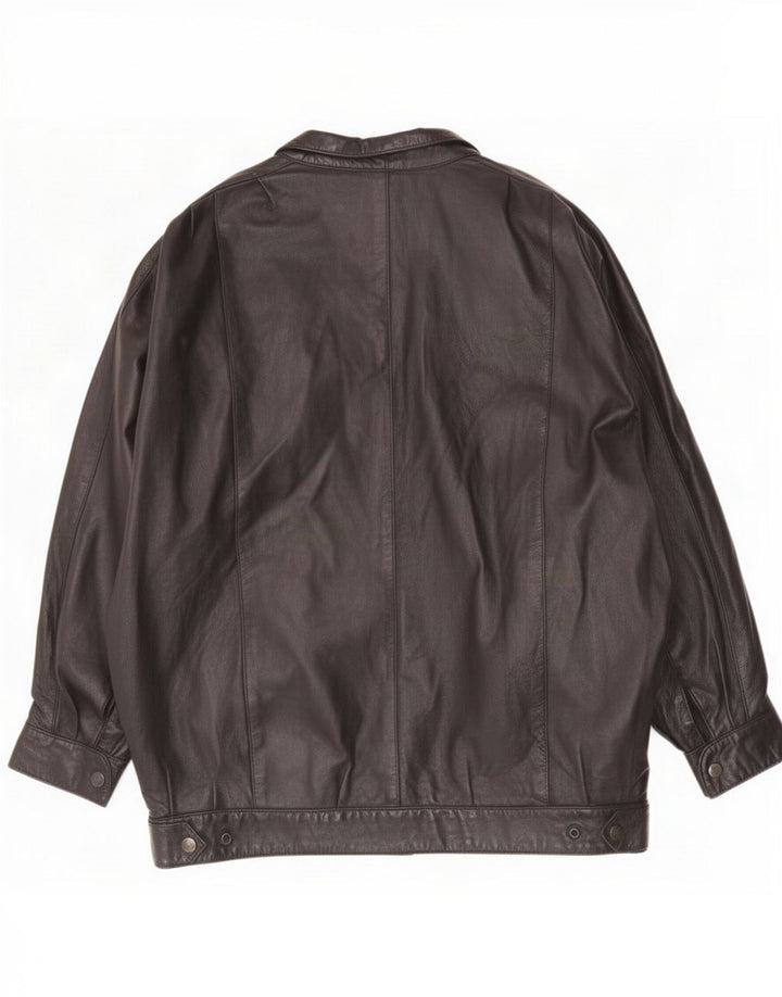 Vintage Damen Übergroße Lederjacke UK 16 Large Schwarz