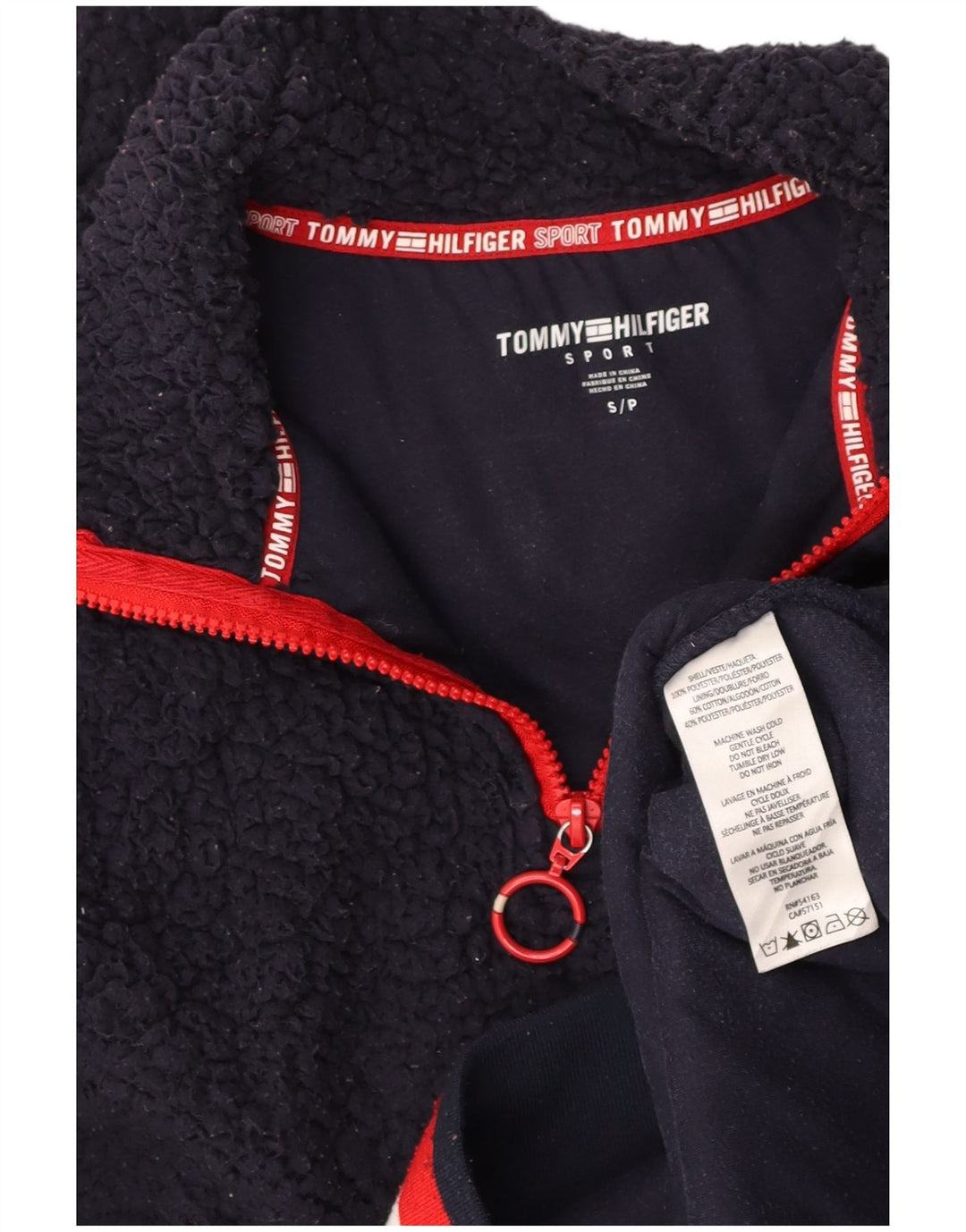 TOMMY HILFIGER Womens Oversized Fleece Jumper UK 10 Small Navy Blue