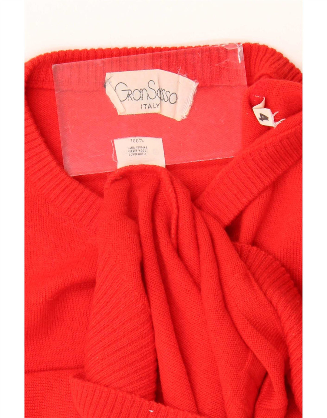 Gran Sasso Herren-Pullover mit Rundhalsausschnitt, mittelrote Schurwolle