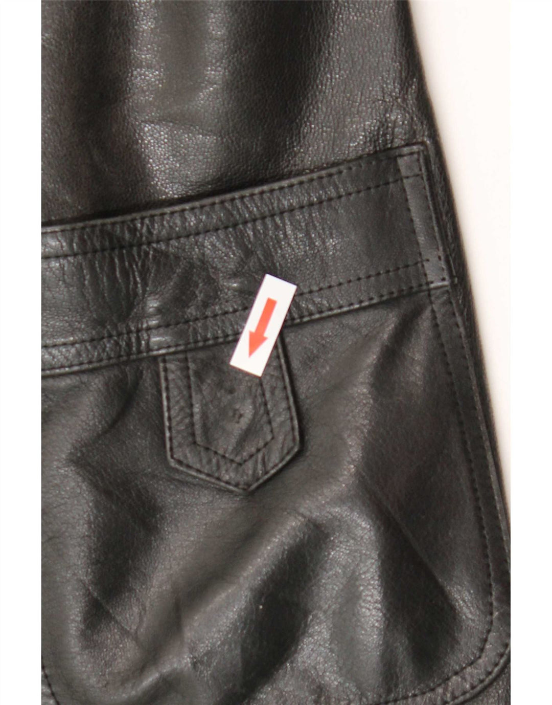 Vintage Damen Ledermantel IT 52 2XL Schwarz