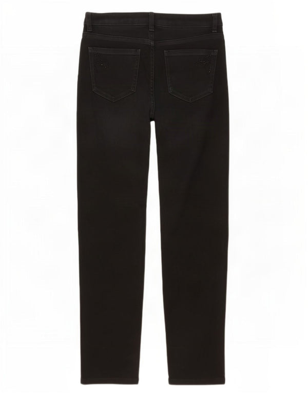 Marks & Spencer Damen Straight Jeans UK 12 Medium W30 L29 Schwarz geblümt