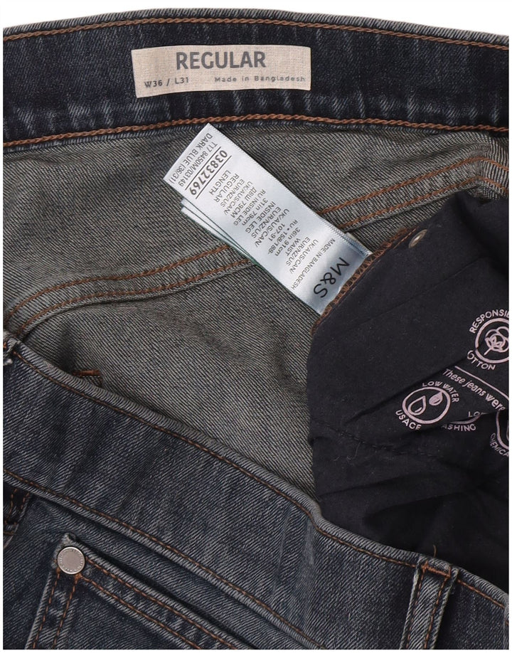 Marks & Spencer Herren-Jeans, normale Passform, gerade Passform, W36, L31, Blau, Baumwolle