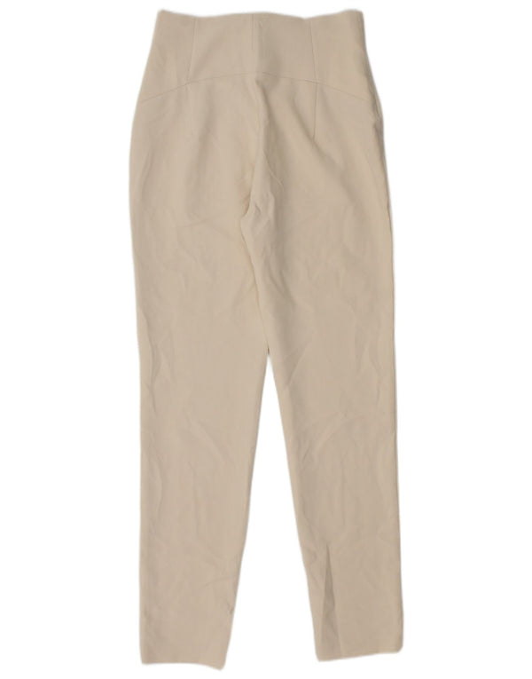 Zara Damen Tapered Freizeithose XS W24 L28 Beige Polyester