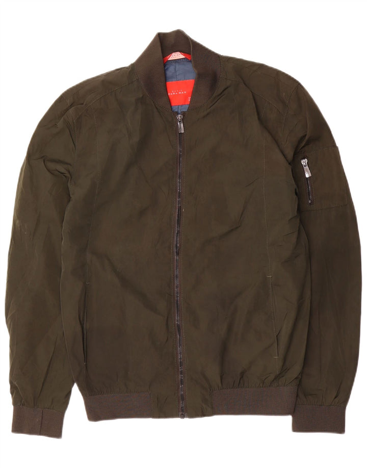 Zara Herren Bomberjacke UK 36 Small Khaki Polyester