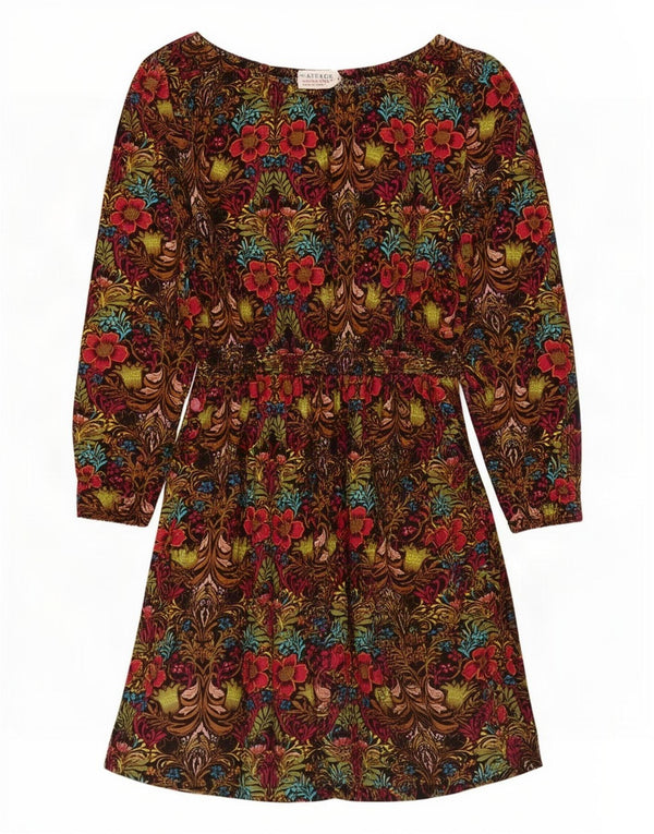 Fat Face Mädchen-Langarmkleid in A-Linie, 5–6 Jahre, mehrfarbig, Blumenmuster