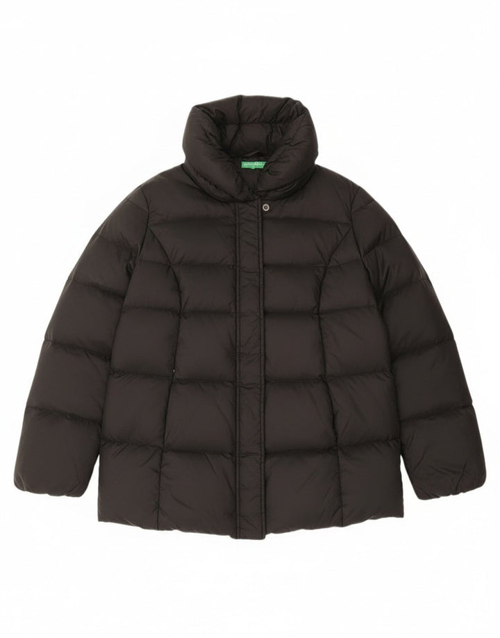 Benetton Damen Übergroße wattierte Jacke UK 6 XS Schwarz Polyamid