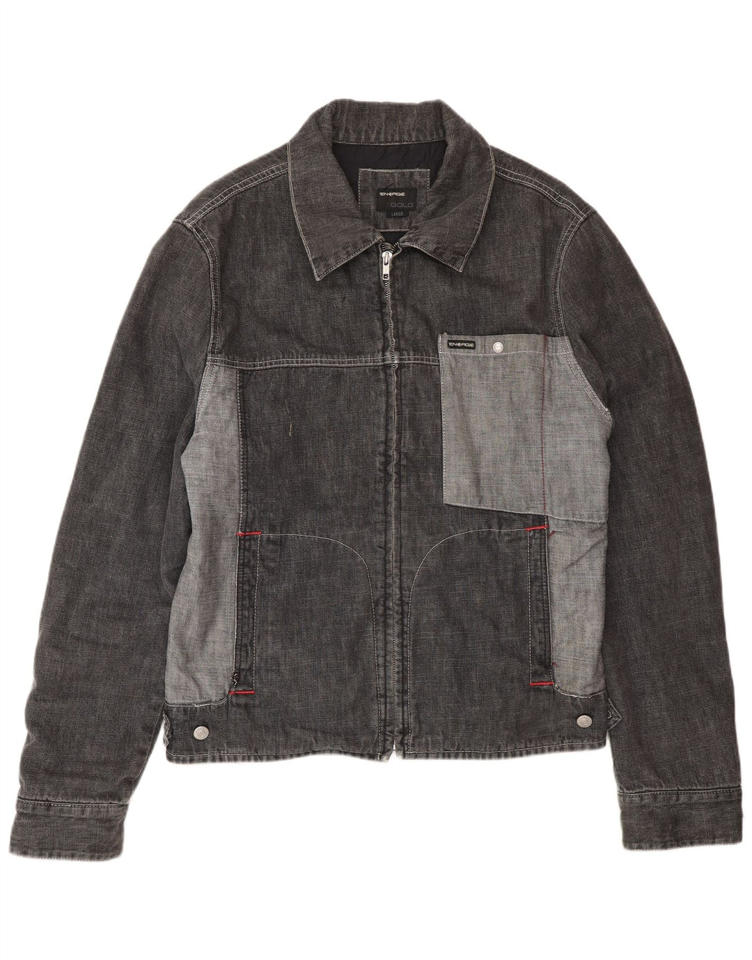 Energie Herren Jeansjacke UK 40 Large Grau Colourblock Baumwolle
