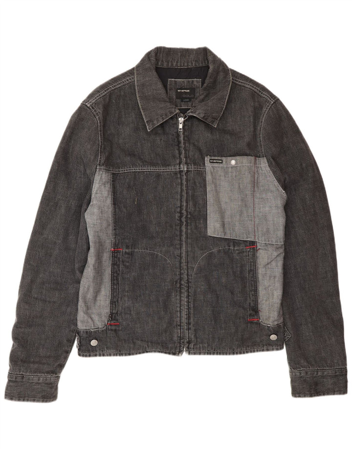 Energie Herren Jeansjacke UK 40 Large Grau Colourblock Baumwolle