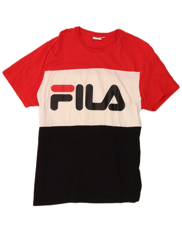 Fila Herren-T-Shirt mit Grafik, XL, mehrfarbig, Colourblock-Baumwolle