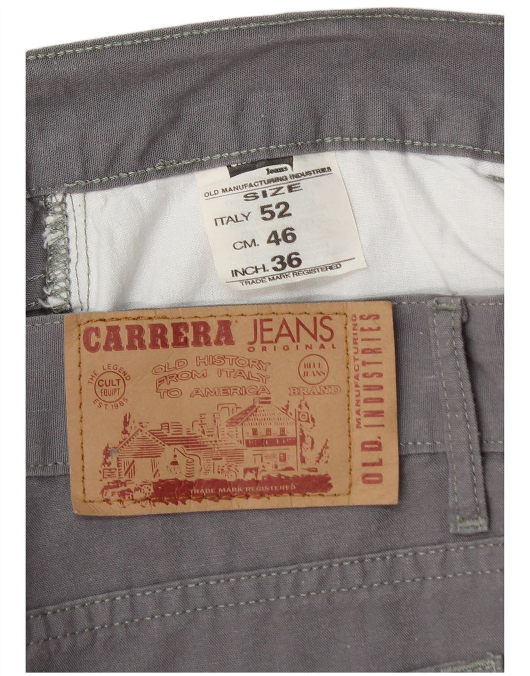 CARRERA Herren gerade Freizeithose IT 52 XL W36 L29 Grau Baumwolle