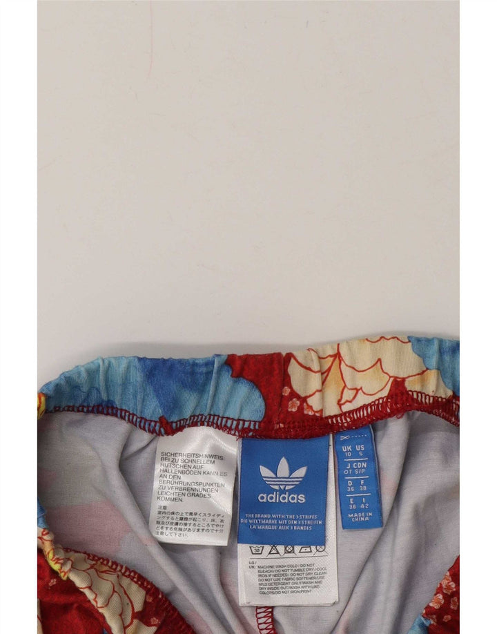 Adidas Damen Leggings UK 10 Small Red Floral Polyester