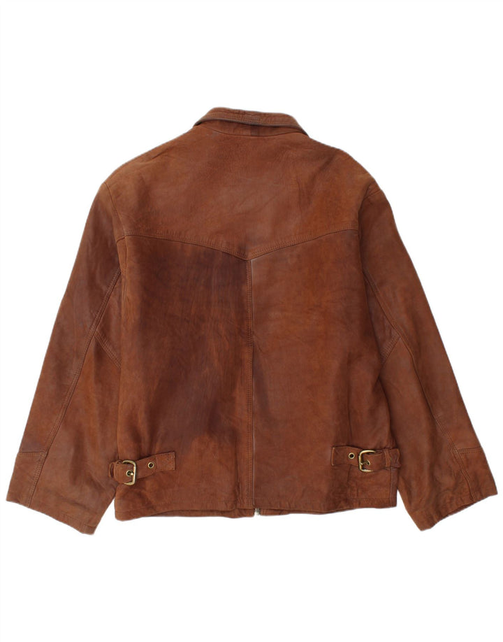 Harvest Herren-Lederjacke, Größe 40, großes braunes Leder