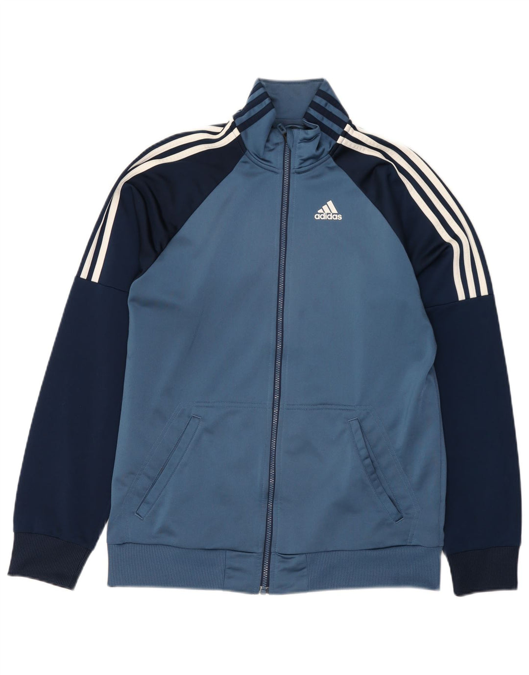 Adidas Herren-Trainingsanzug-Oberteiljacke UK 42/44 Mittelblaues Colourblock-Polyester