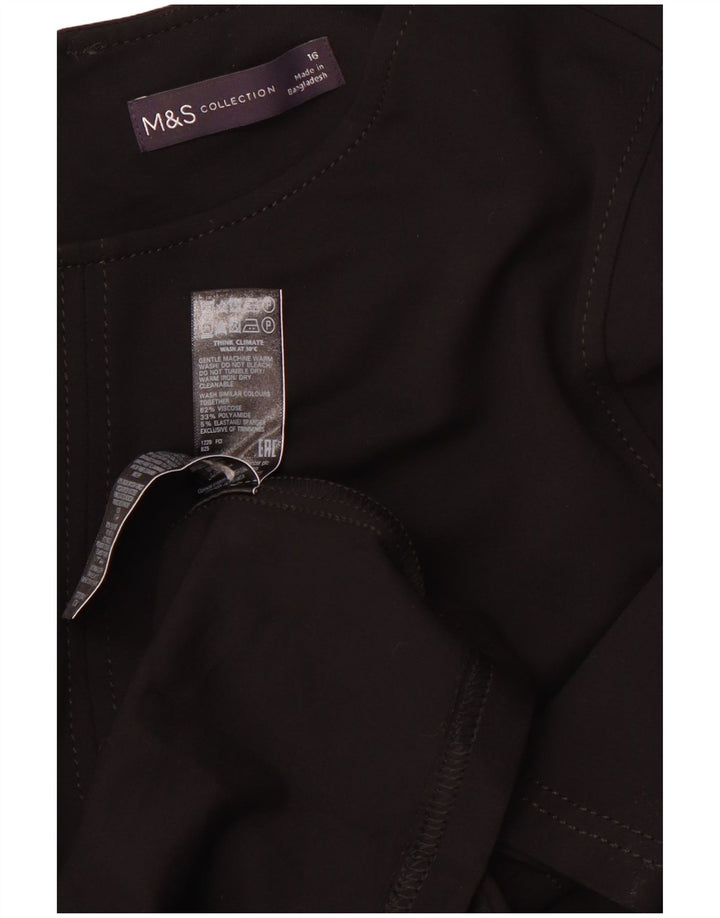MARKS & SPENCER Langärmliges A-Linien-Kleid für Damen, UK 16, Größe L, schwarze Viskose